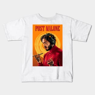 Melodies in Ink: Illustrating Post Malone's Musical Canvas Kids T-Shirt